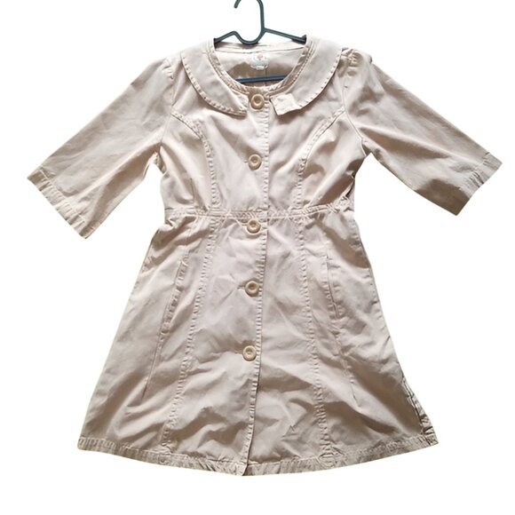 Anthropologie Dresses & Skirts - Anthropologie Tulle Peter Pan Collar Cotton Midi Utility Dress Tan Size L